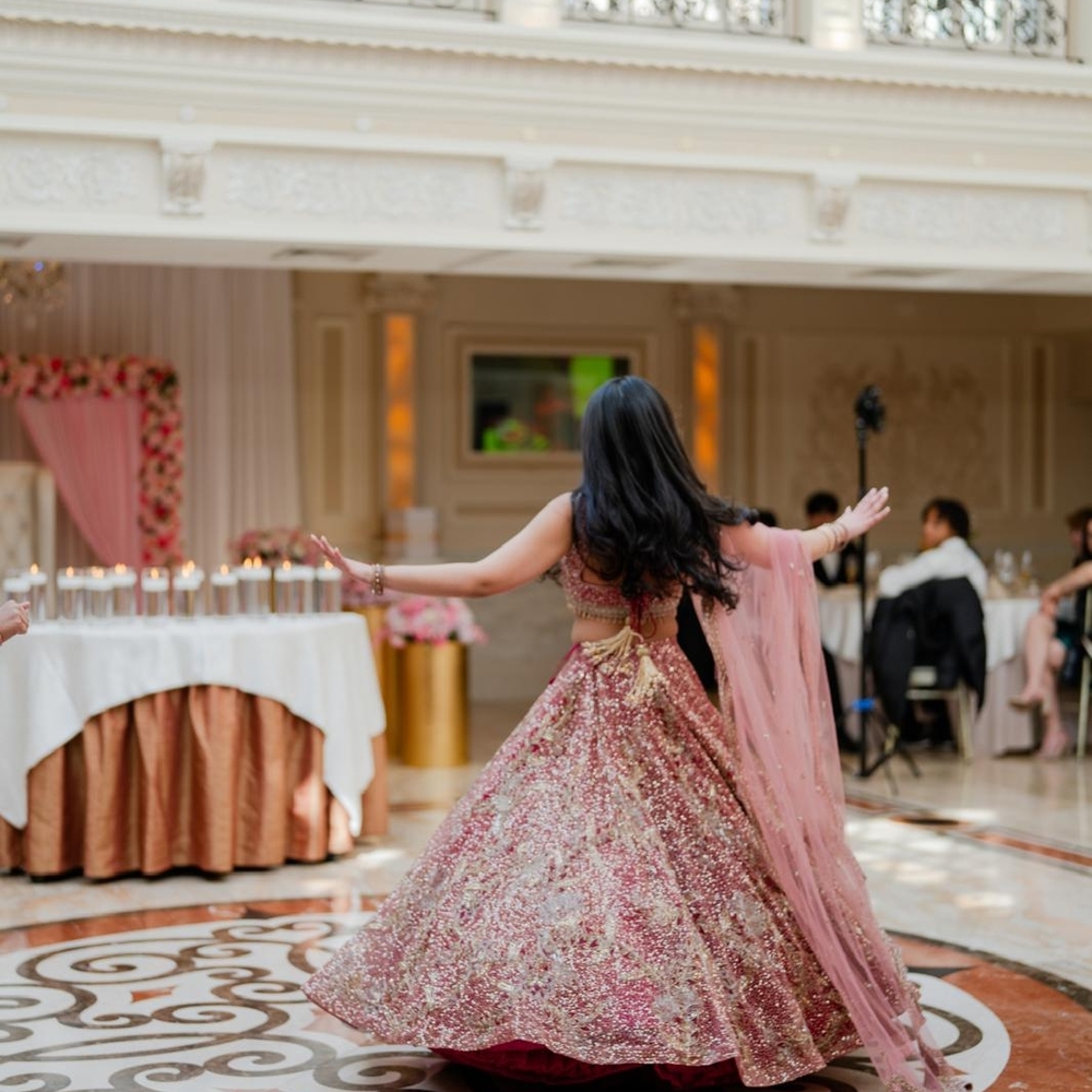Elegant Pink and Gold Embellished Lehenga - Picture 6 of 6